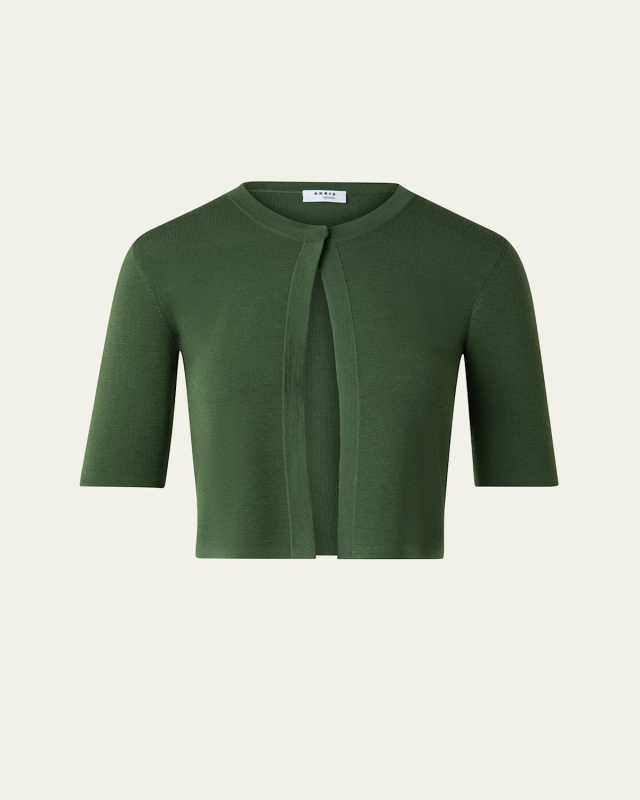 One Button Merino Wool Cropped Cardigan